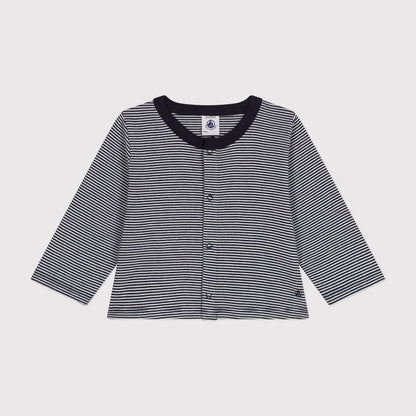 女婴黑白条纹棉开衫