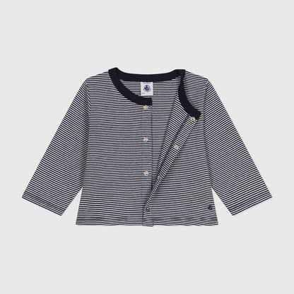 女婴黑白条纹棉开衫