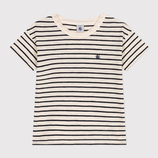 男童藏蓝色条纹棉T恤