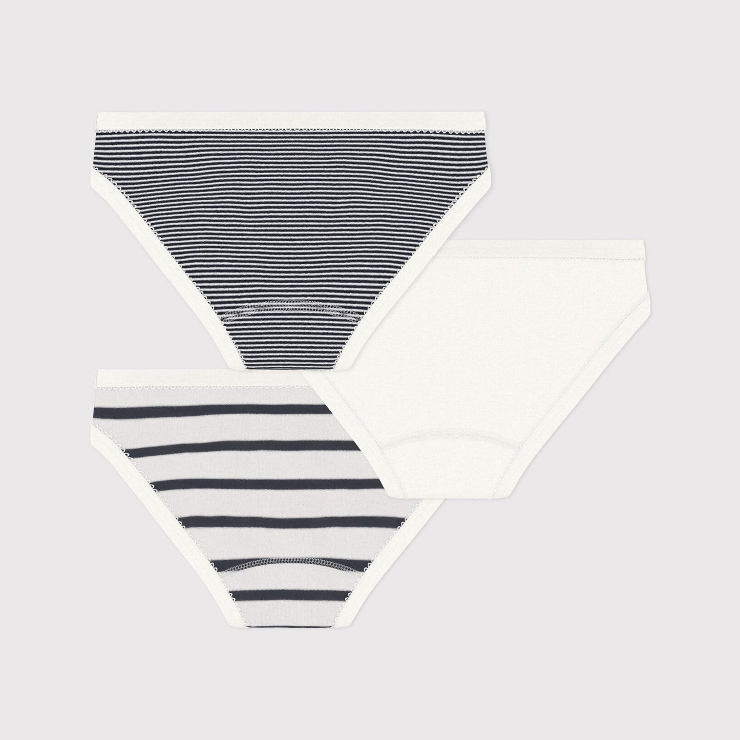 女童白色条纹棉内裤套装(3件)