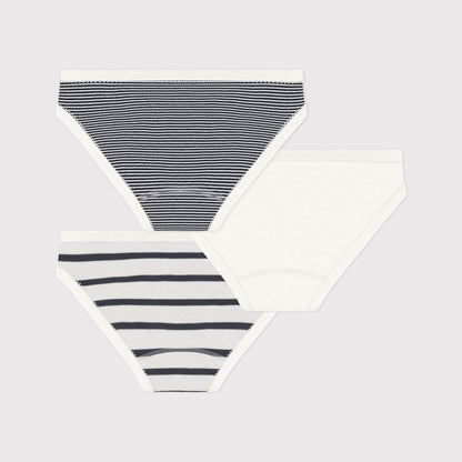 女童白色条纹棉内裤套装(3件)