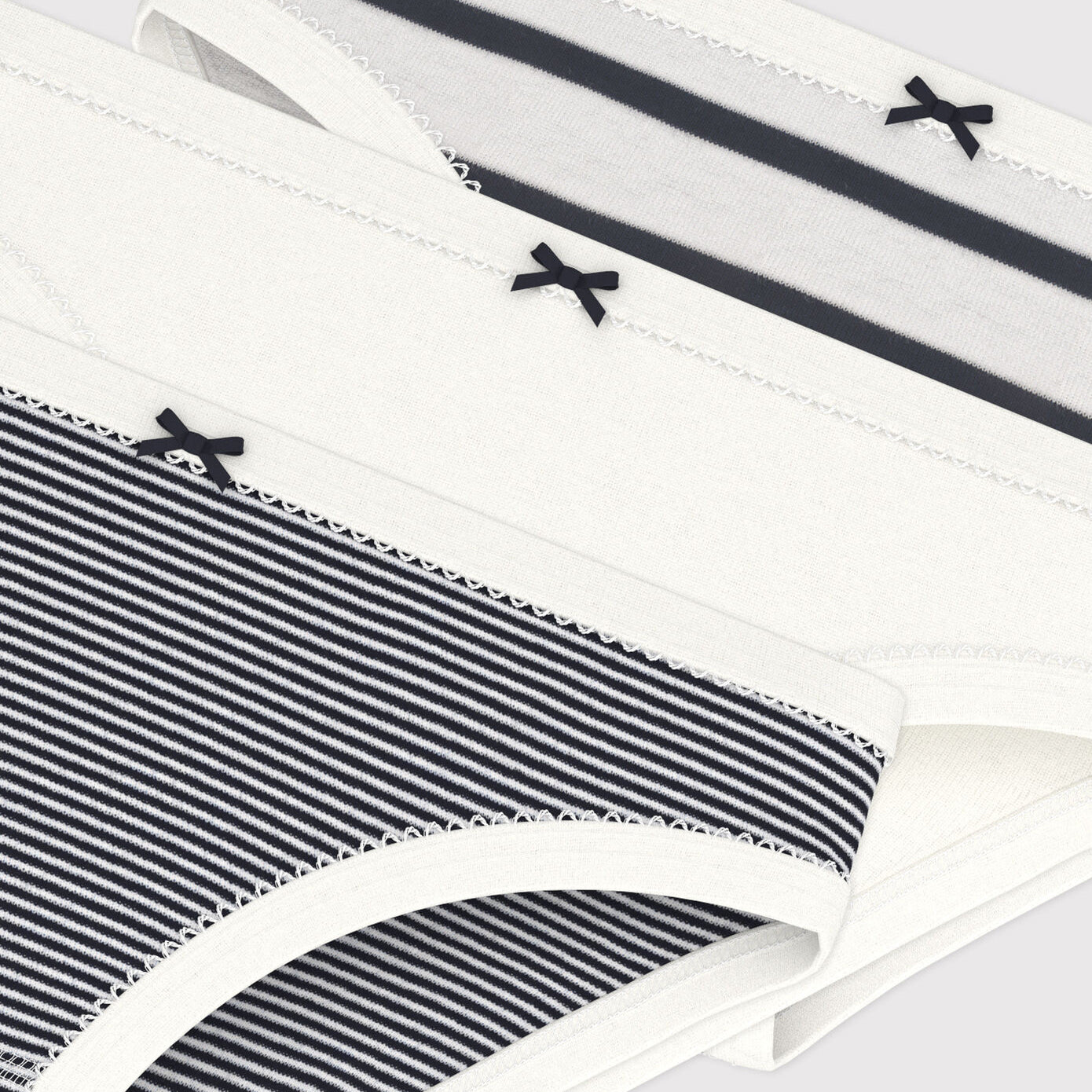 女童白色条纹棉内裤套装(3件)