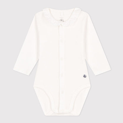 婴儿白色棉连体衣