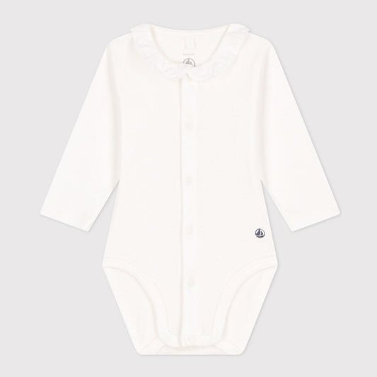 婴儿白色棉连体衣