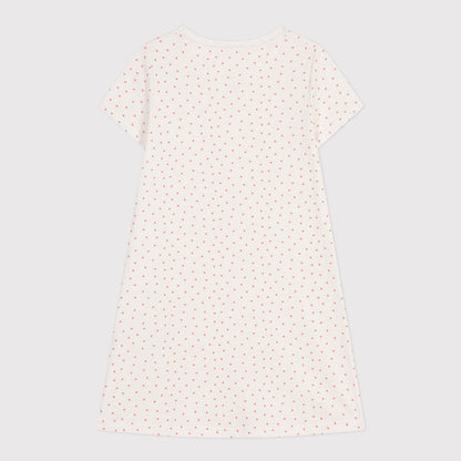 女童白色爱心棉睡裙