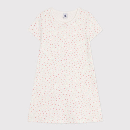 女童白色爱心棉睡裙
