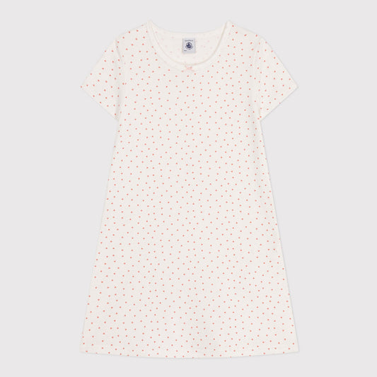 女童白色爱心棉睡裙