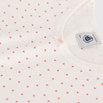 女童白色爱心棉睡裙