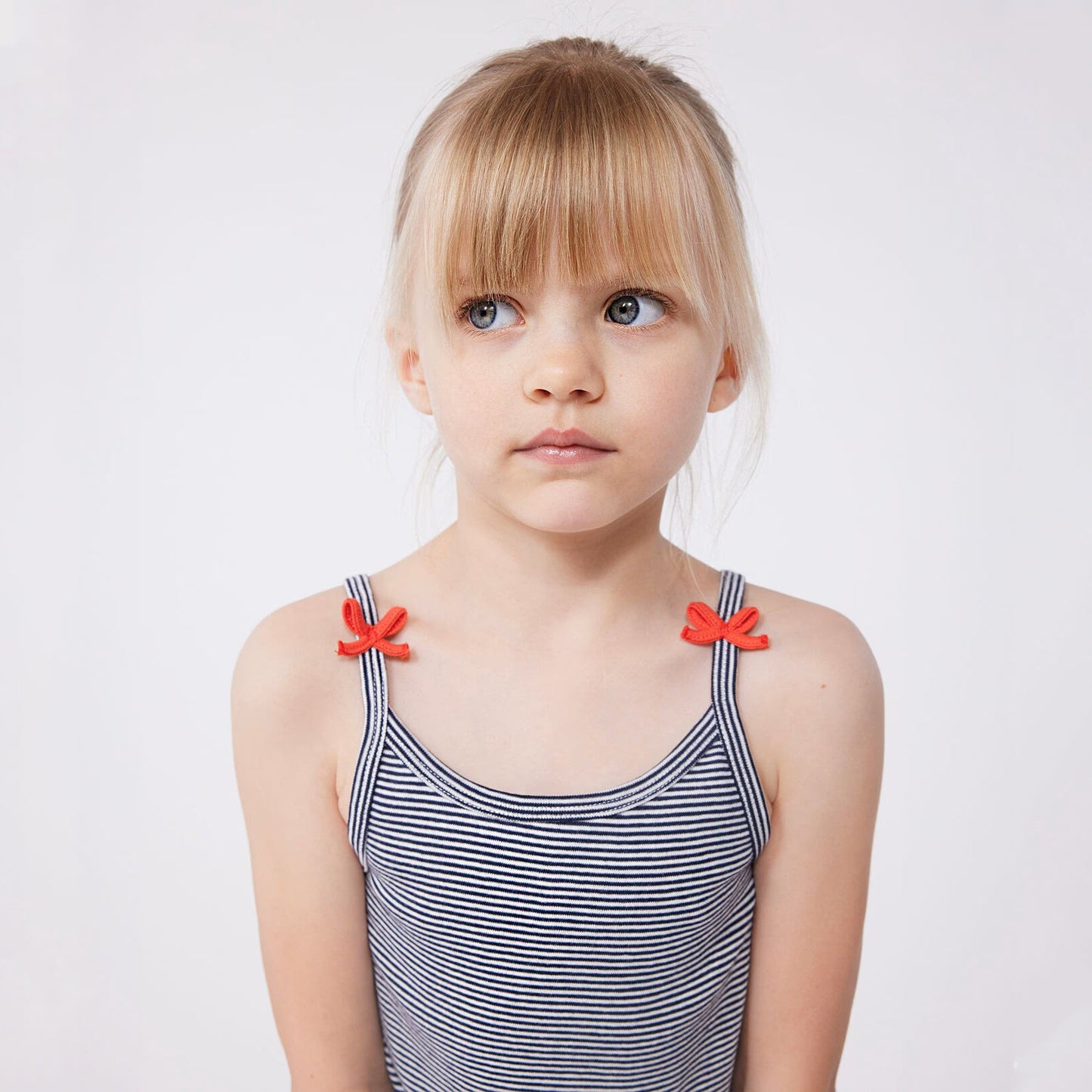 女童深蓝色条纹棉套装