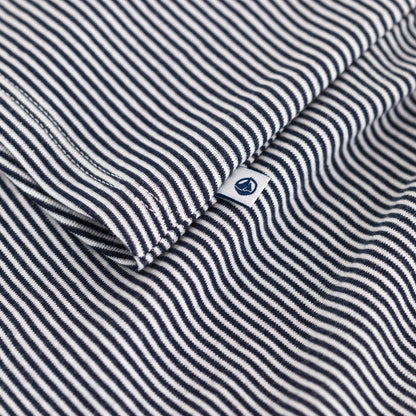 女童深蓝色条纹棉套装