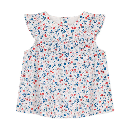 女婴白色印花碎花棉连衣裙