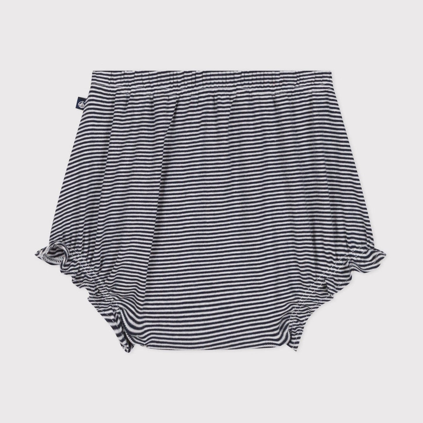 女婴深蓝色条纹棉灯笼裤