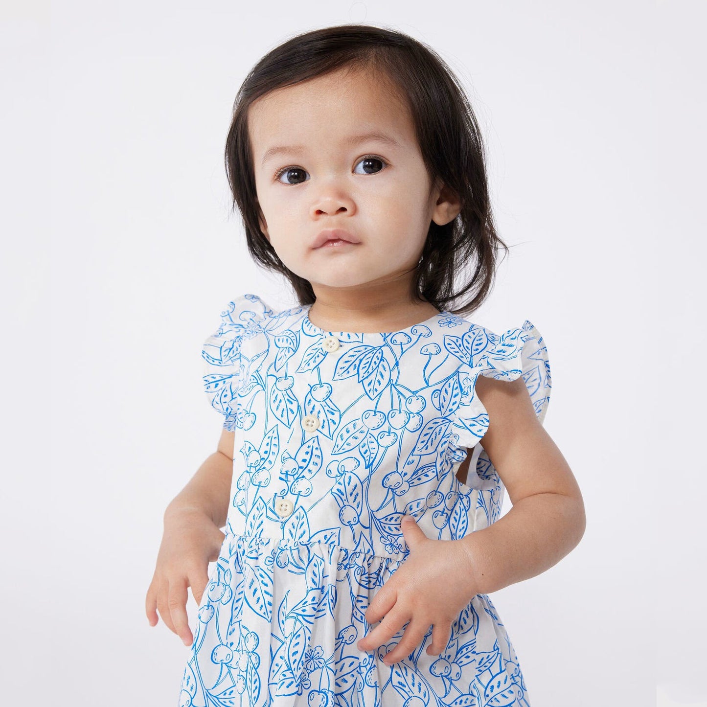 女婴浅蓝色棉连衣裙