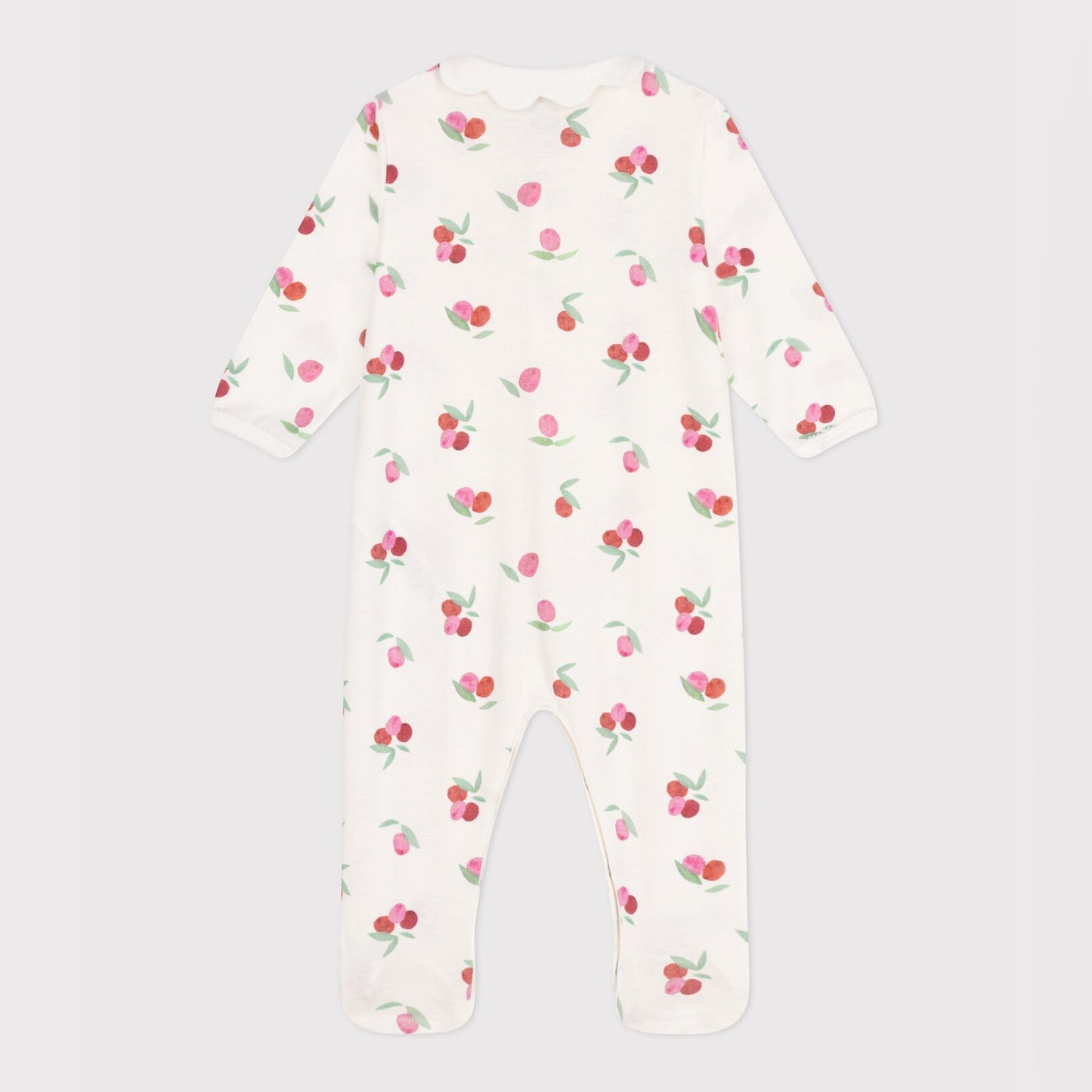 女婴象牙白印花棉连体衣