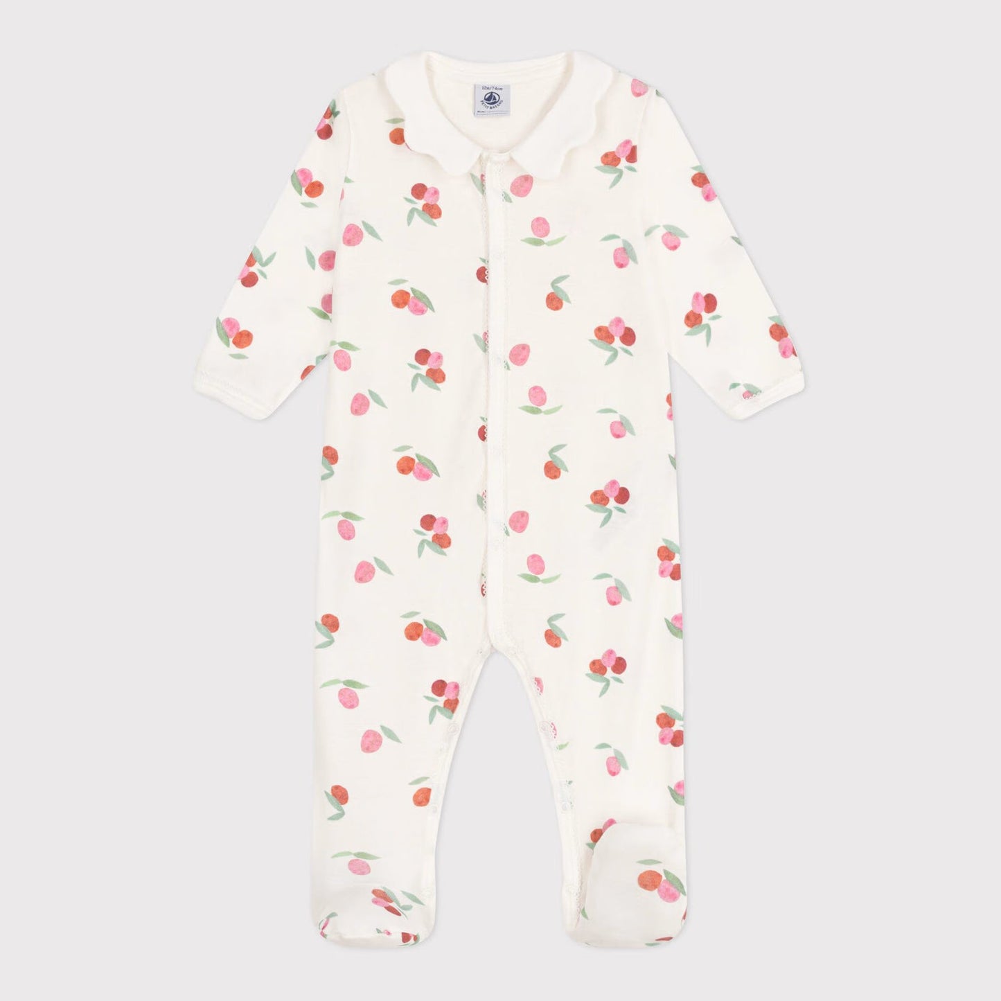 女婴象牙白印花棉连体衣