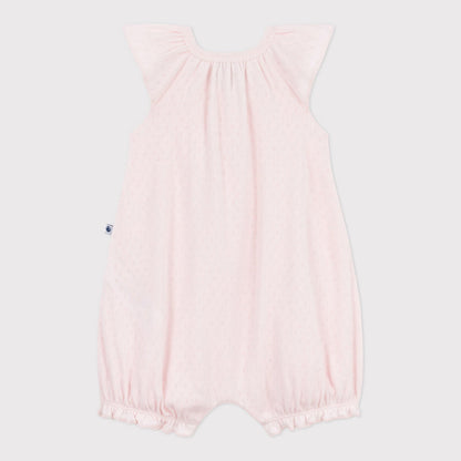 女婴浅粉色棉连体衣