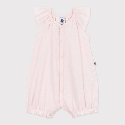 女婴浅粉色棉连体衣