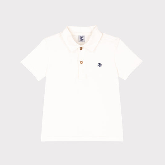 男童白色Logo棉Polo衫