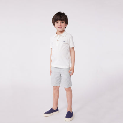 男童白色Logo棉Polo衫
