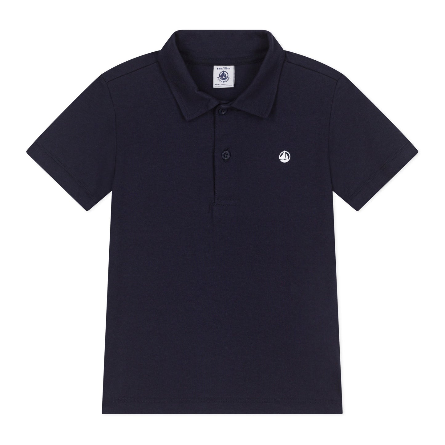 儿童深蓝色Logo棉Polo衫
