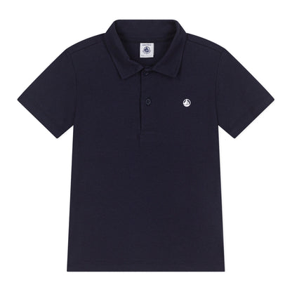 儿童深蓝色Logo棉Polo衫