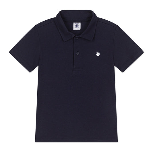 儿童深蓝色Logo棉Polo衫