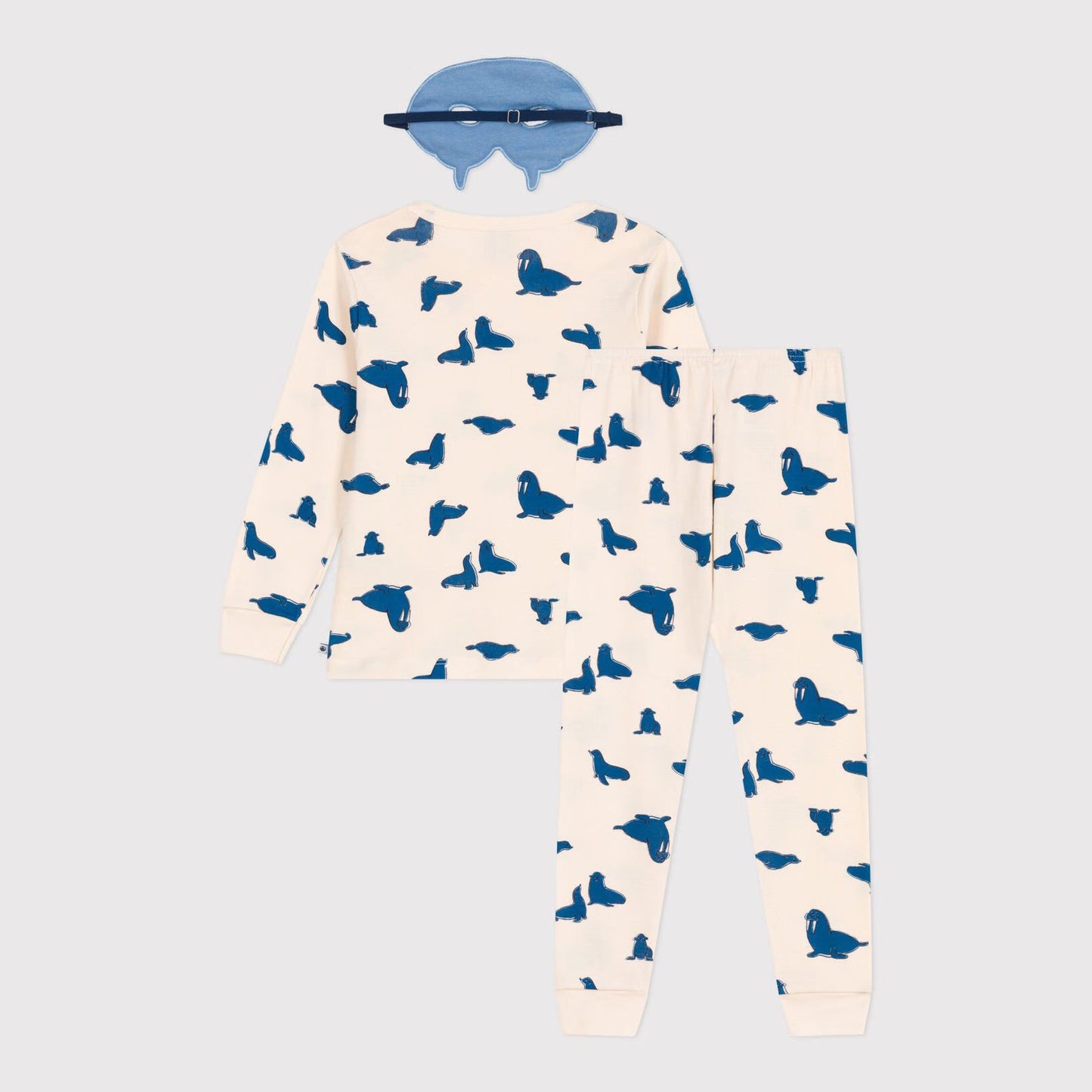 男童米白色印花棉睡衣套装