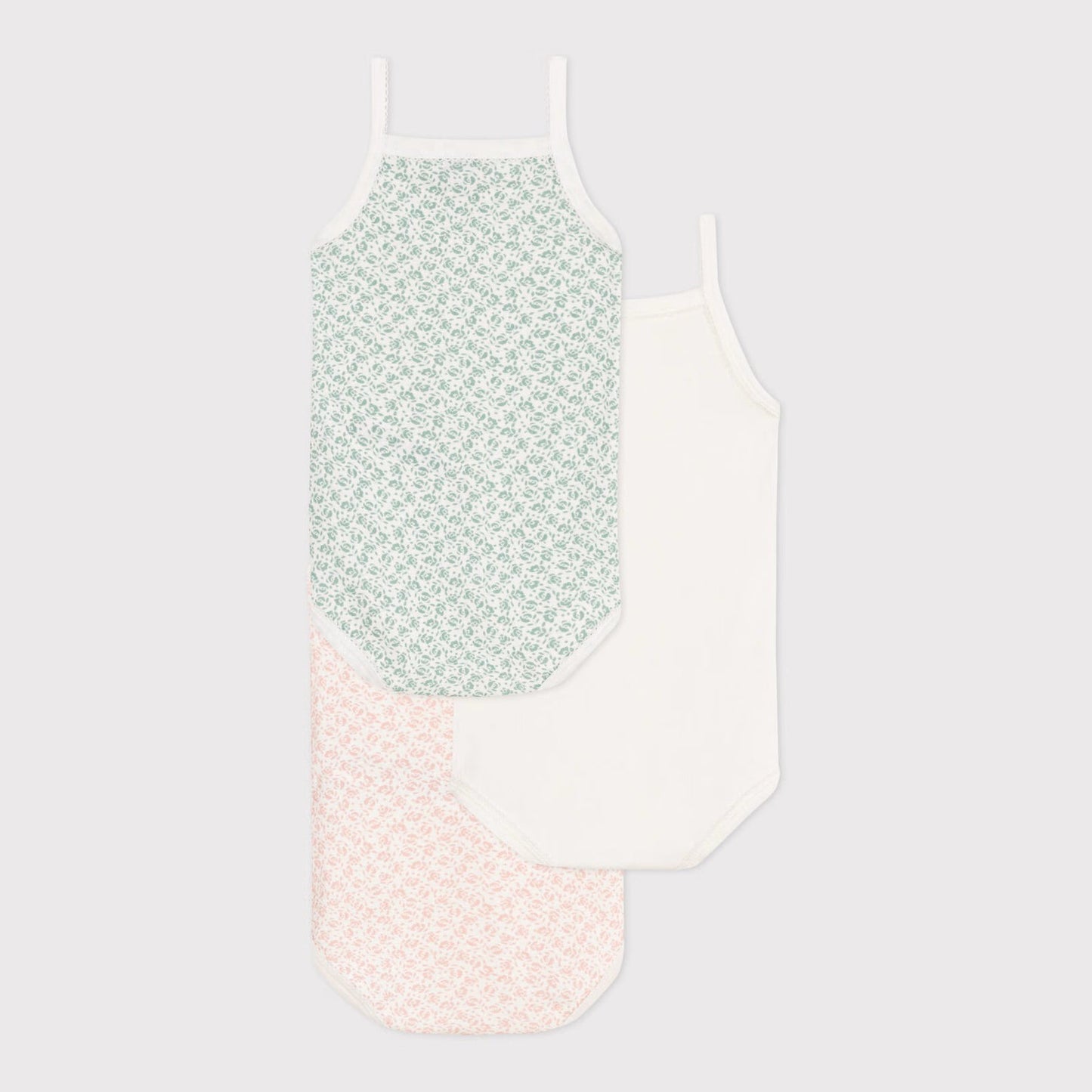 女婴三色棉连体衣套装(3件)