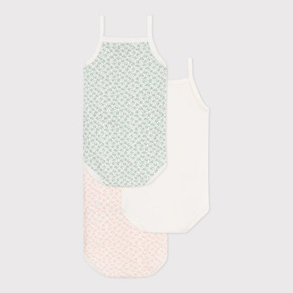 女婴三色棉连体衣套装(3件)