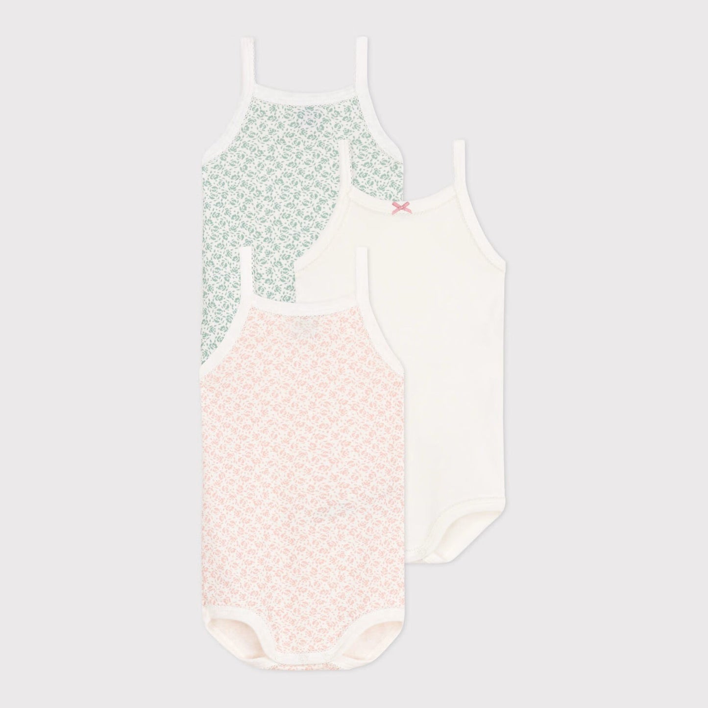 女婴三色棉连体衣套装(3件)