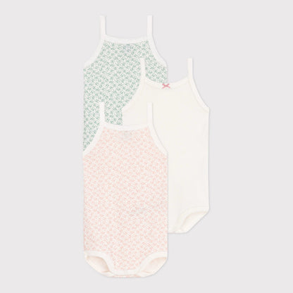 女婴三色棉连体衣套装(3件)