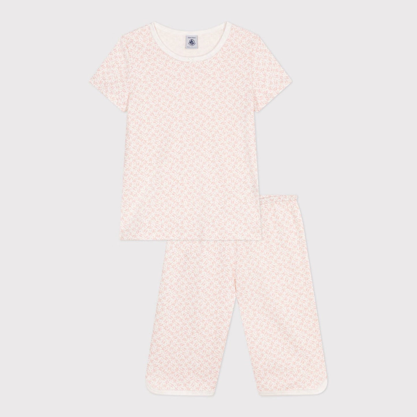 女童粉色印花碎花棉睡衣套装