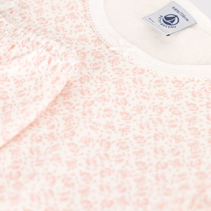 女童粉色印花碎花棉睡衣套装