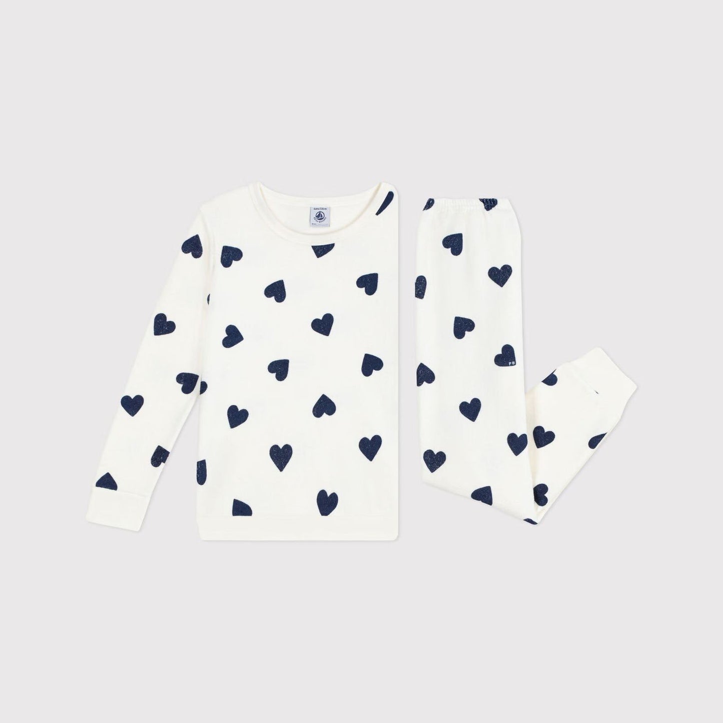 女童白色爱心印花棉睡衣套装