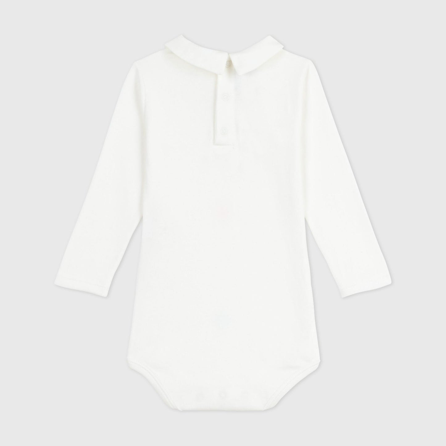 男婴白色刺绣棉连体衣