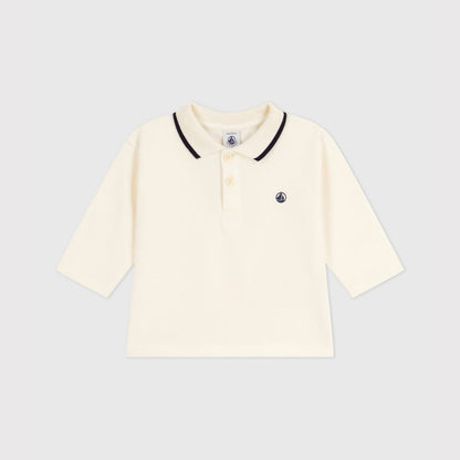 男婴白色棉Polo衫