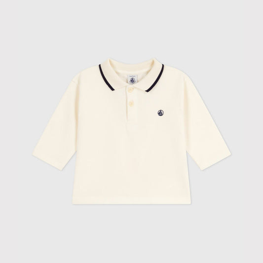 男婴白色棉Polo衫