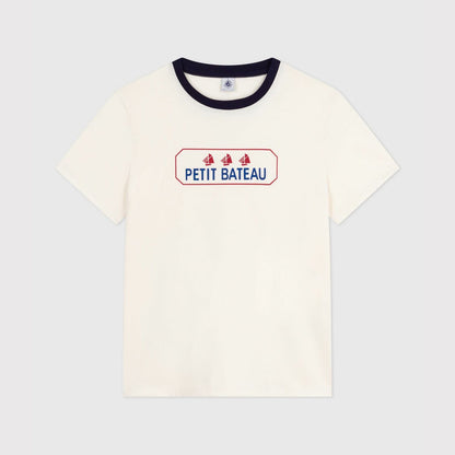 女士白色Logo棉T恤