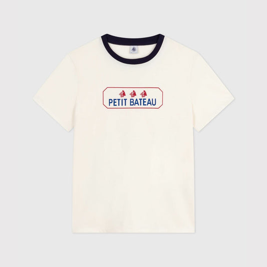 女士白色Logo棉T恤