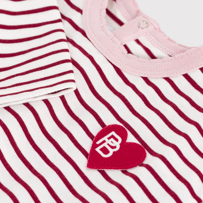 女婴粉色条纹棉T恤