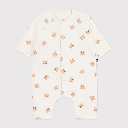 婴儿白色印花棉连体衣
