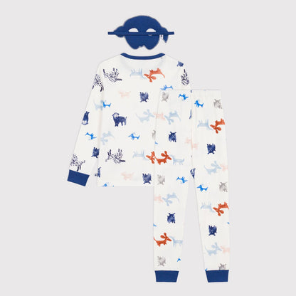 男童白色印花棉睡衣套装