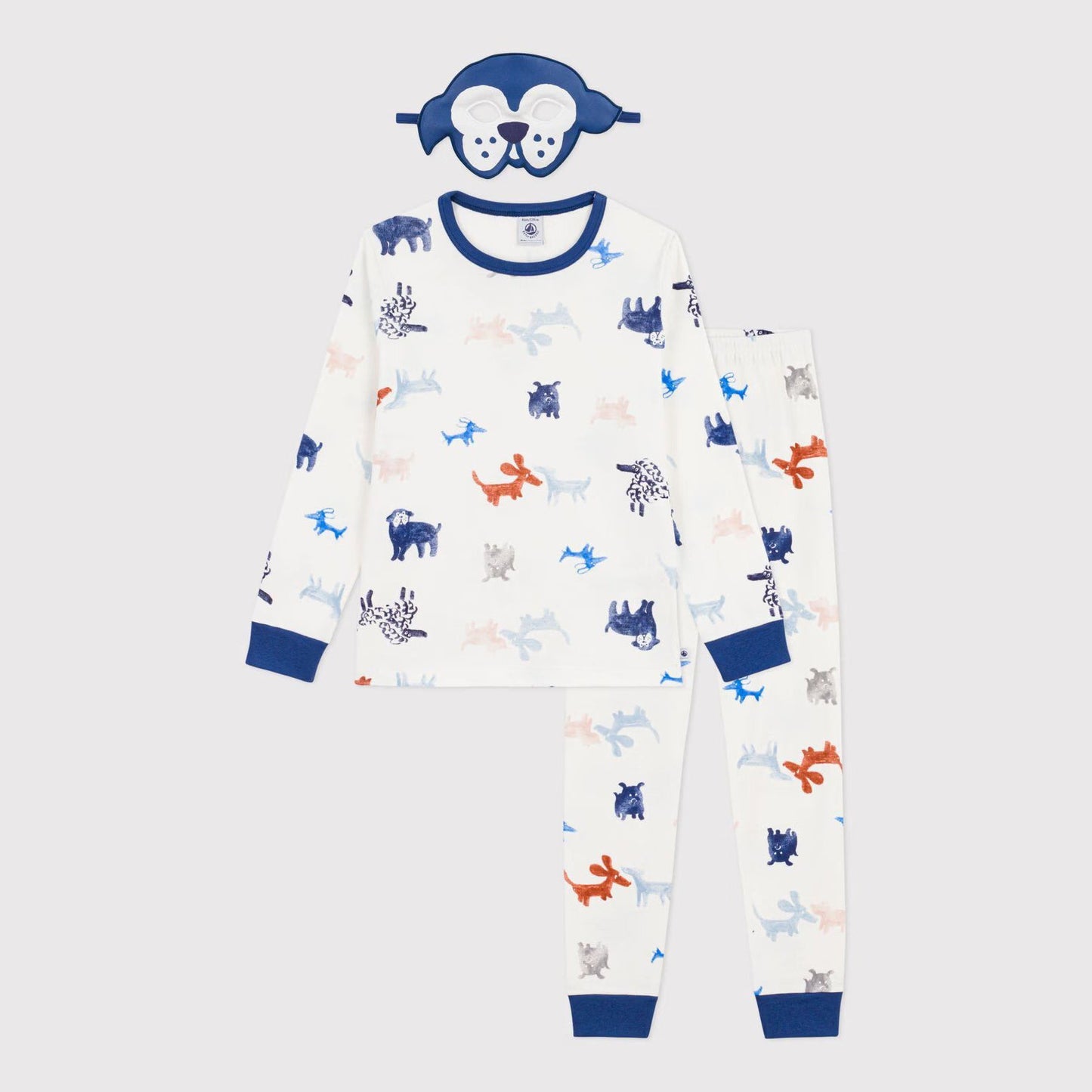 男童白色印花棉睡衣套装