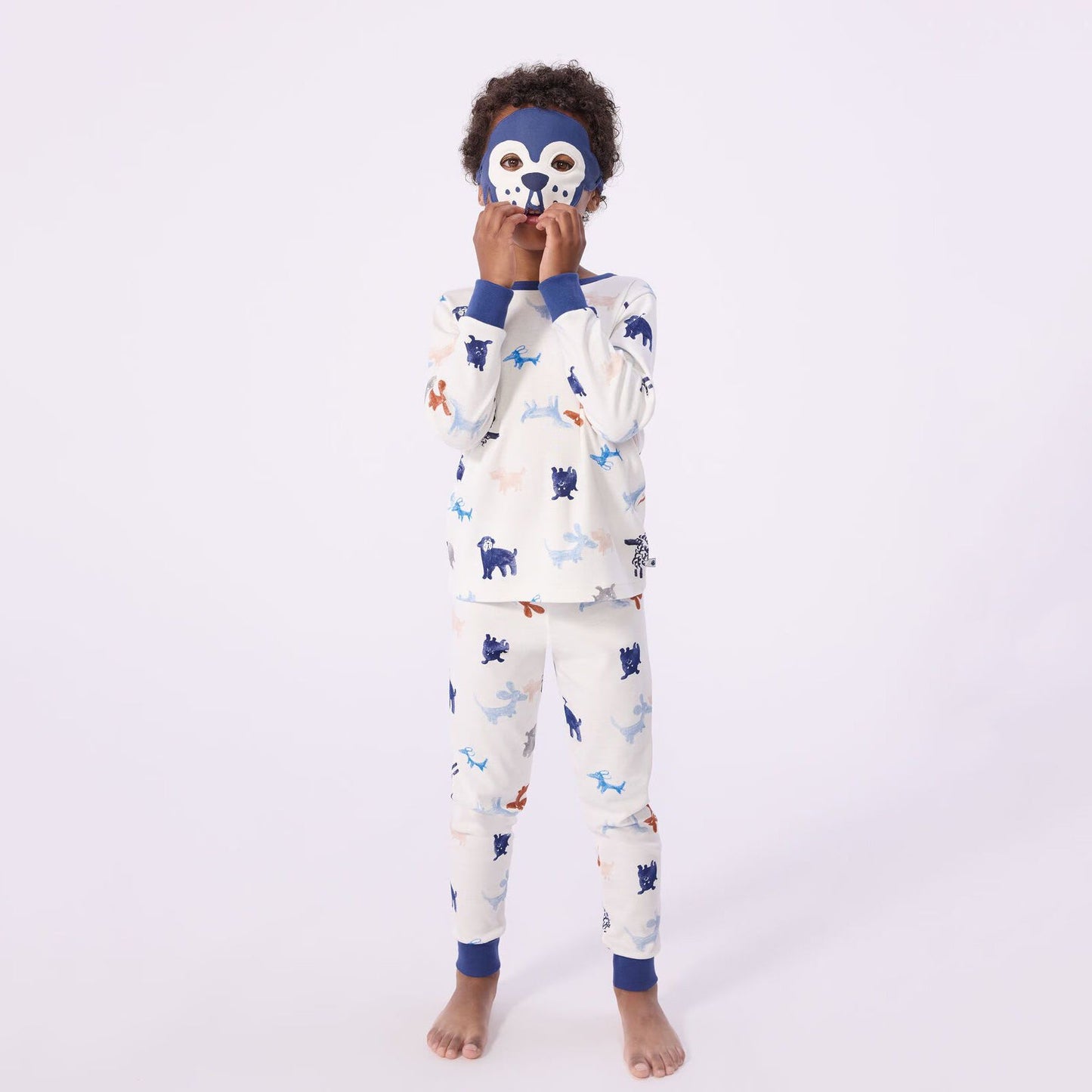 男童白色印花棉睡衣套装