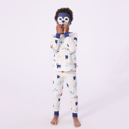 男童白色印花棉睡衣套装