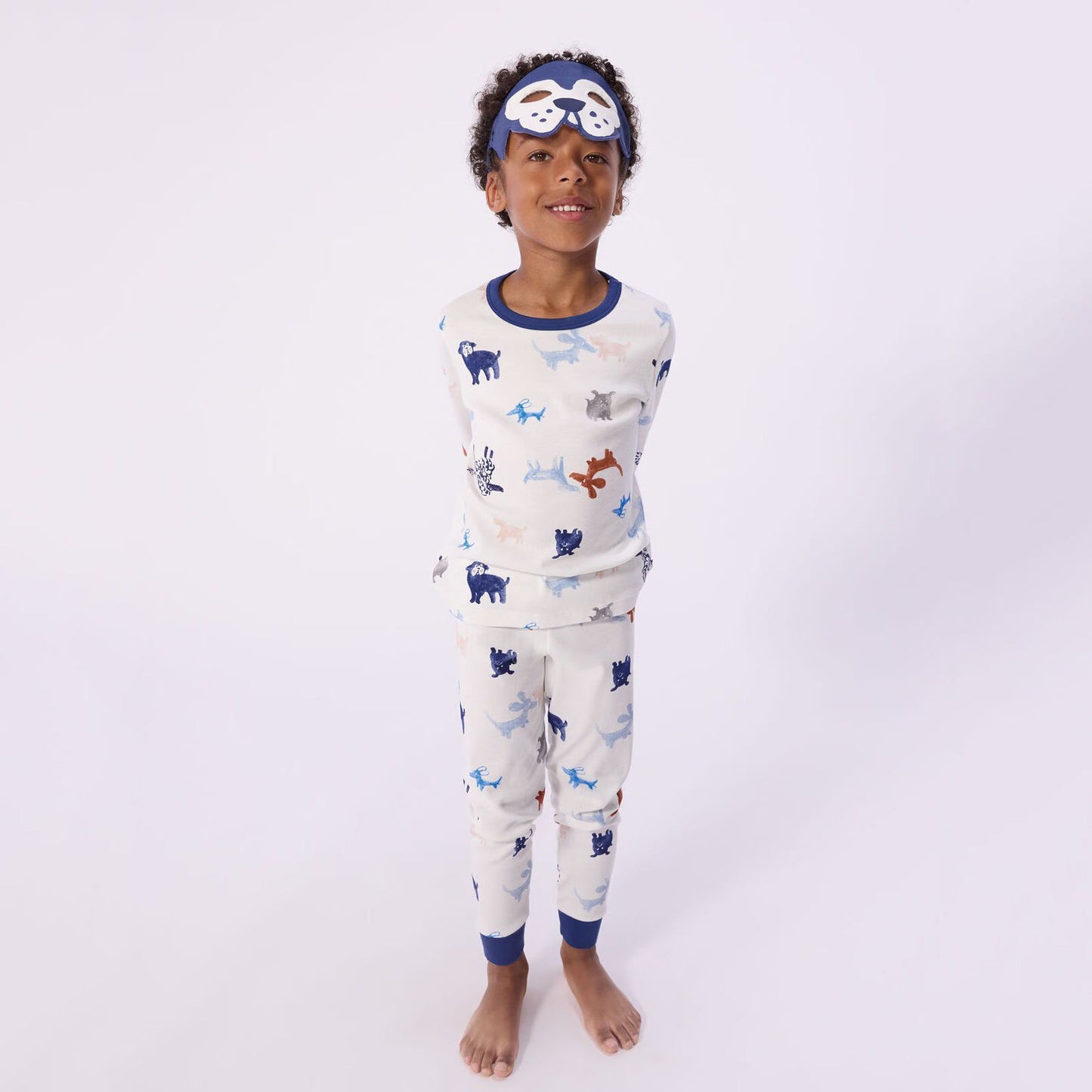 男童白色印花棉睡衣套装