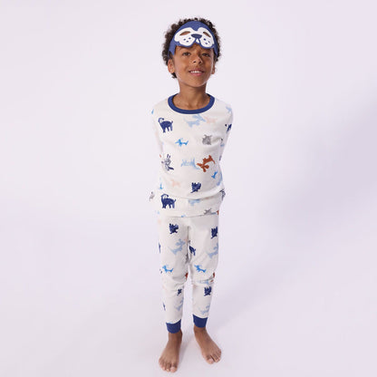 男童白色印花棉睡衣套装