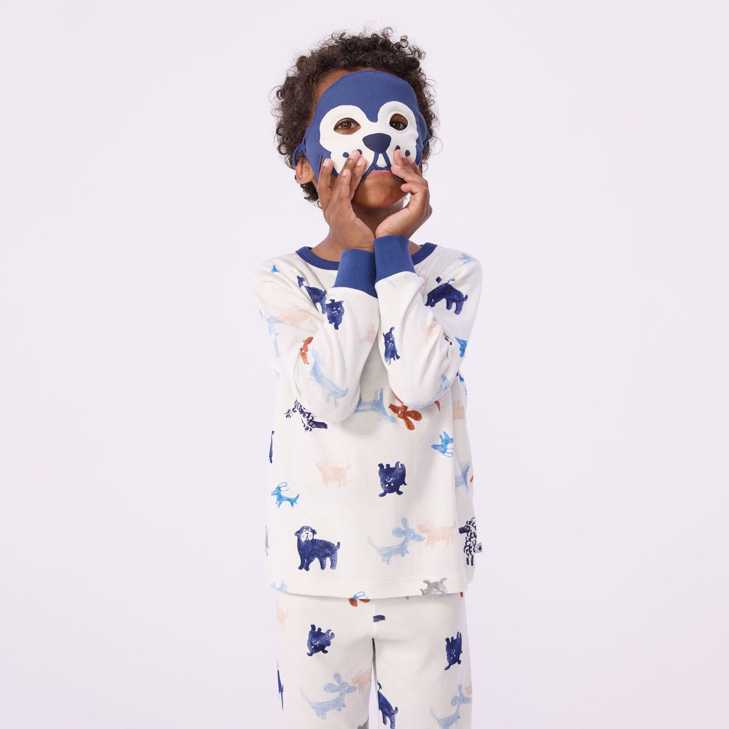 男童白色印花棉睡衣套装