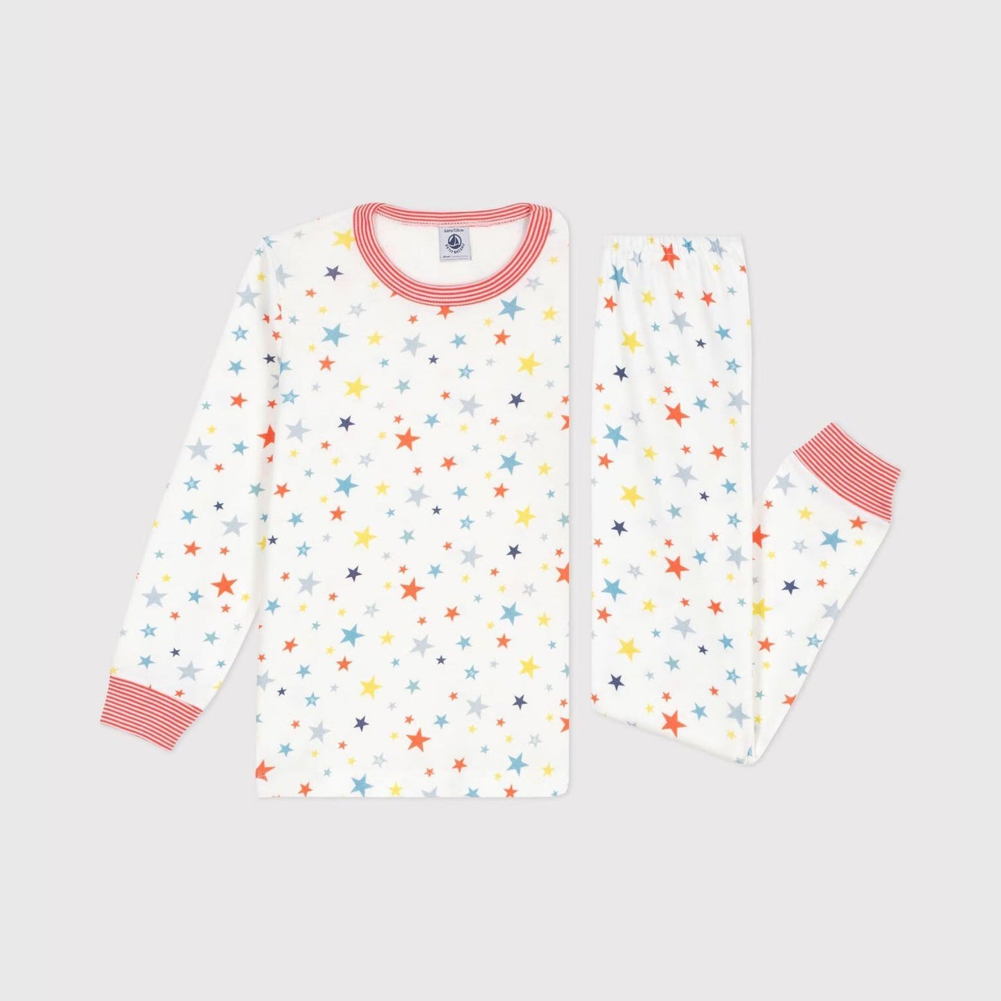 女童白色星星印花棉睡衣套装