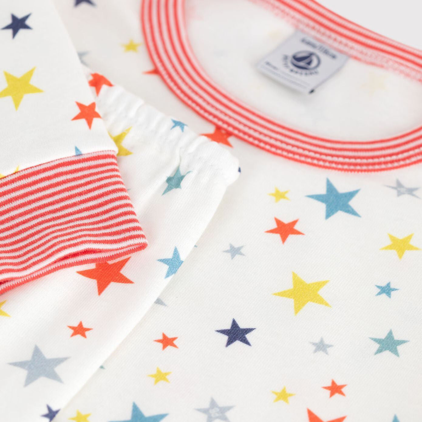 女童白色星星印花棉睡衣套装